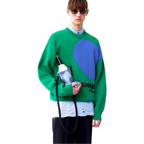 ADER ERROR EUC Twin heart logo knit in Green Size L - Picture 1 of 9